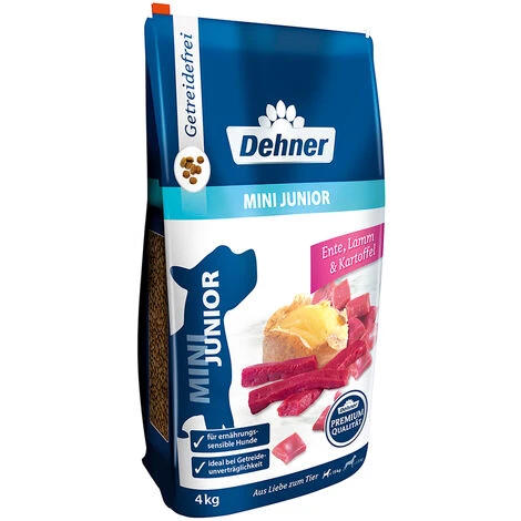 Dehner Premium Hundetrockenfutter Mini Junior, Ente Und Lamm Mit Kartoffel, 4 Kg 1 Dehner Premium Hundetrockenfutter Mini Junior, Ente Und Lamm Mit Kartoffel, 4 Kg
