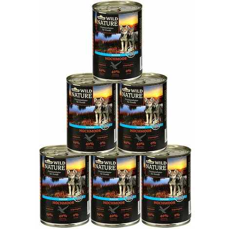 Dehner Wild Nature Hundefutter Junior, Hochmoor, 6 X 400 G (2.4 Kg) 1 Dehner Wild Nature Hundefutter Junior, Hochmoor, 6 X 400 G (2.4 Kg)