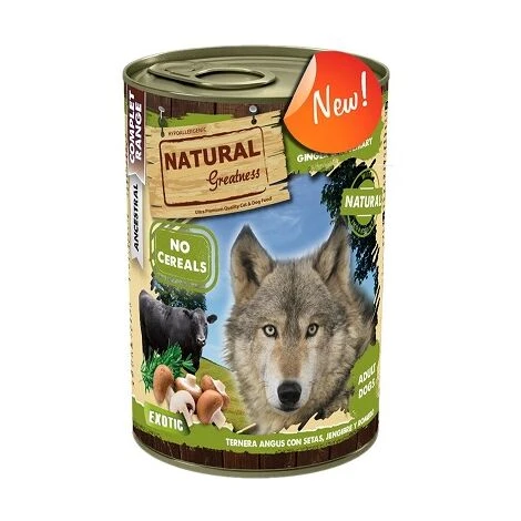 NATURAL GREATNESS NatÙrliche Gr_¤e Fertigstellung Von Lebensmitteln FÙr Hunde Mit Angushaus Mit Pilzen, Ingwer Und Rosmarin - Exotisch, 6 Dosen X 400 G 1 NATURAL GREATNESS NatÙrliche Gr_¤e Fertigstellung Von Lebensmitteln FÙr Hunde Mit Angushaus Mit Pilzen, Ingwer Und Rosmarin - Exotisch, 6 Dosen X 400 G