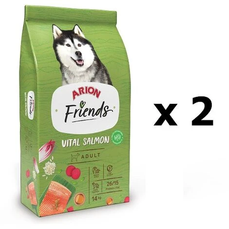 Arion Friends Vital Lachs Essen FÙr Erwachsene Hunde Mit Lachs, 28 Kg (Sparpackung 2 X 14 Kg)